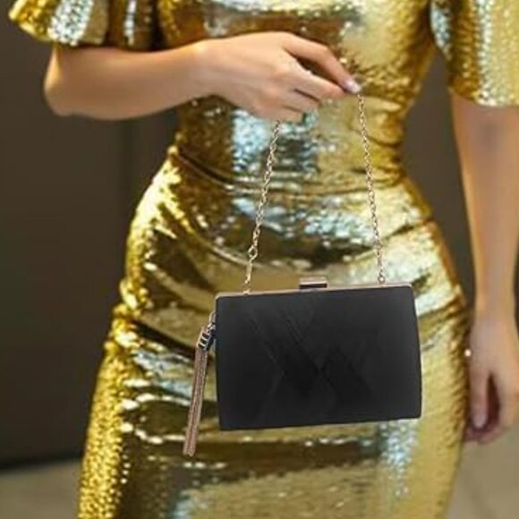 Neiman Marcus Silk Nightclub Black Clutch Purse - Picture 1 of 4